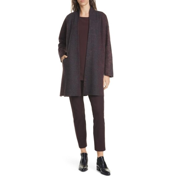 NWT Womens Size Large Eileen Fisher Oxidized Open Front Wool Blend Kimono Coat - Picture 7 of 7